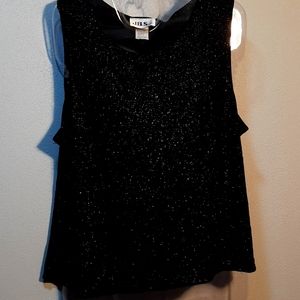 ON SALE, CLOSET CLEARANCE...Sparkly, black, knit shell. Perfect for a party.